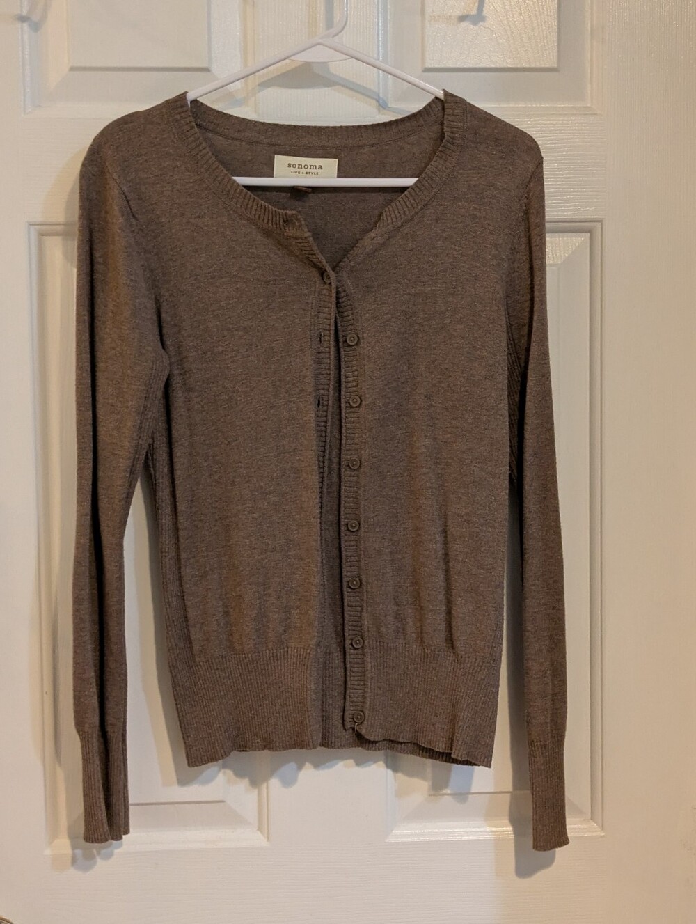 Sonoma Brown Button-Front Women's Knit Cardigan